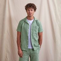 Chemise Paiolive manches courtes jacquard vert clair coton et viscose - Faguo Faguo Hersée Paris 9